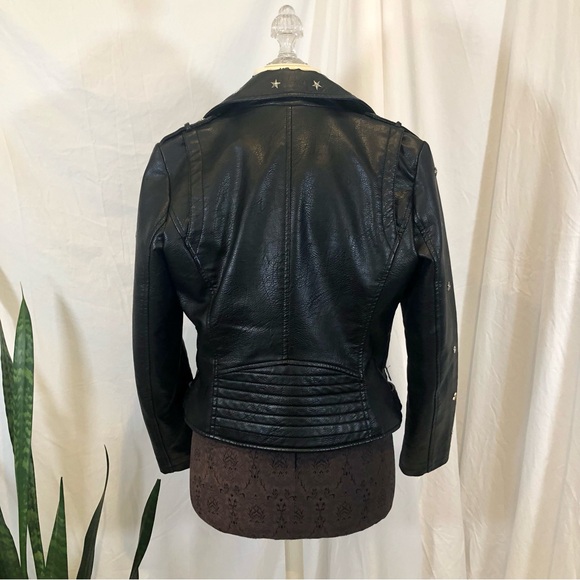 Vigoss Star Studded Black Faux Leather Motorcycle Jacket - Picture 7 of 11